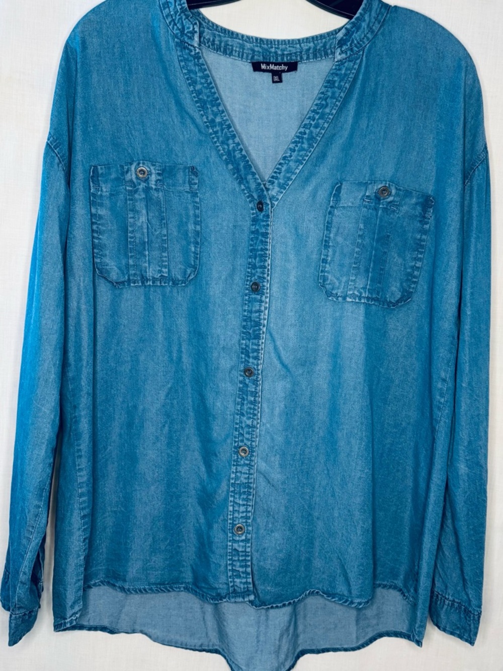 Match Light Blue Denim Button-Down Shirt